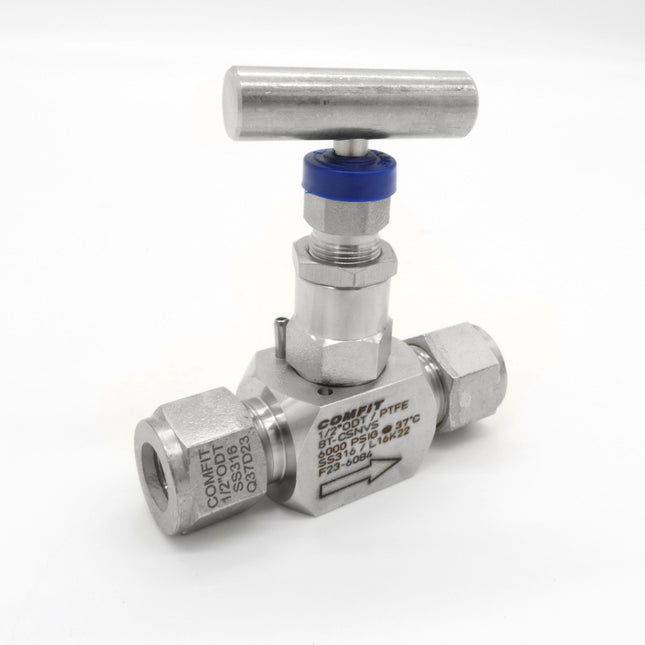 Válvula de aguja para instrumentación con conexión para tubing tipo OD Comfit, 316SS
