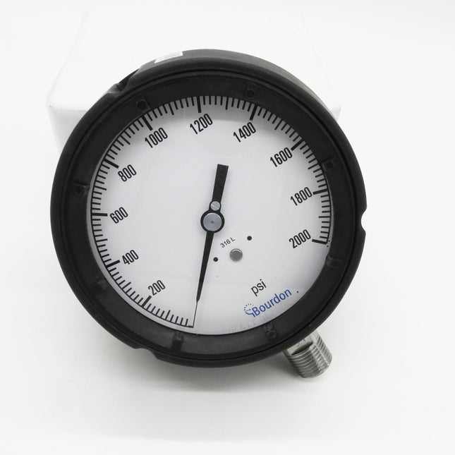 Manómetro Bourdon, dial 4-1/2", conexión inferior 1/2" MNPT, carcaza en polipropileno