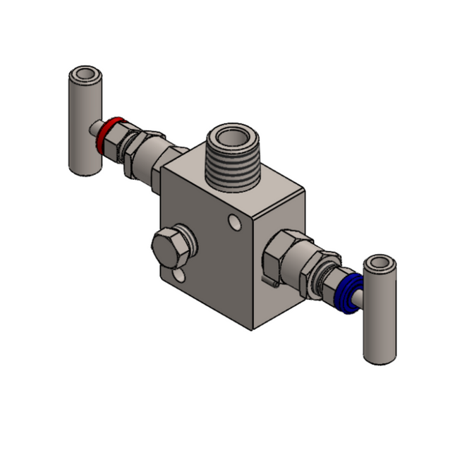 Manifold para instrumentación de 2 vias Comfit, montaje remoto, 1/2"NPTF x 1/2"NPTM x 1/4"NPTF 6000 PSI,  316SS, C2VIM-RM-03