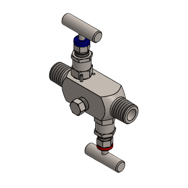 Manifold para instrumentación de 2 vias Comfit, montaje remoto, 1/2"NPTM x 1/2"NPTM x 1/4"NPTF 6000 PSI, 316SS, C2VIM-RM-05D