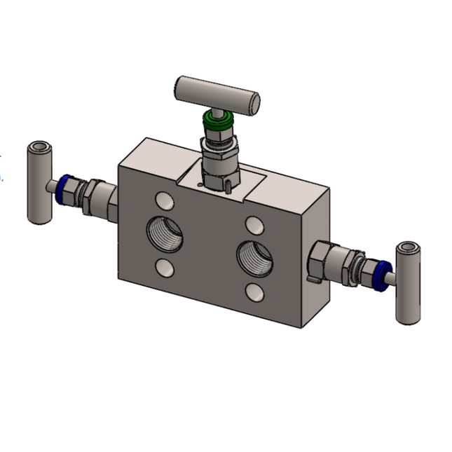 Manifold para instrumentación de 3 vias Comfit, montaje directo, 1/2"NPTF x Flanged 6000 PSI, 316SS, C3VIM-DM-01
