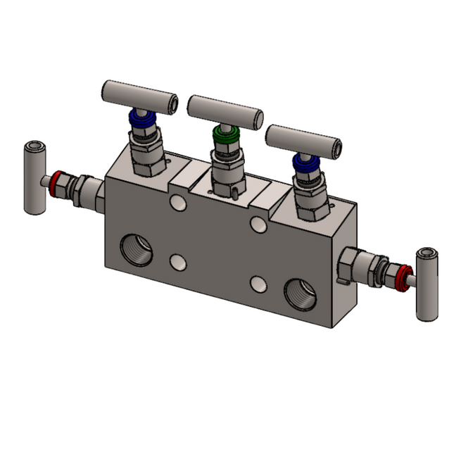 Manifold para instrumentación de 5 vias Comfit, montaje directo, 1/2"NPTF x Flanged x 1/4"NPTF 6000 PSI, 316SS, C5VIM-DM-01