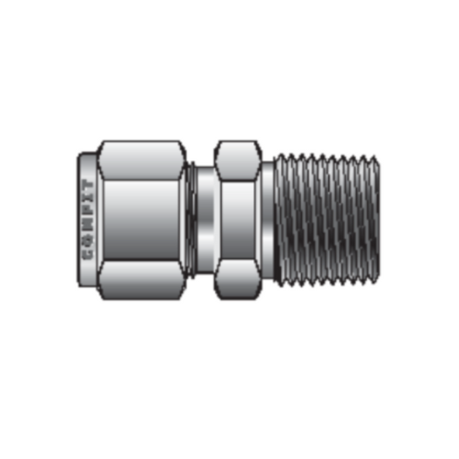 Conector macho para termocupla Comfit, paso completo (Bore through), 316SS