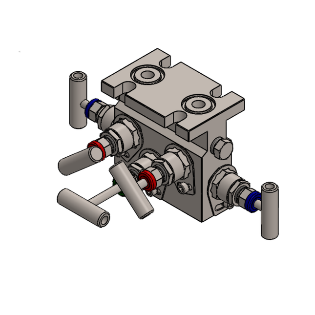 Manifold para instrumentación de 5 vias Comfit, montaje directo, 1/2"NPTF x Flanged x 1/4"NPTF 10000 PSI, C5VIM-DM-03-10K