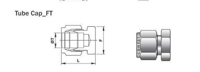 Tapa para tubing tipo OD Comfit, 316SS