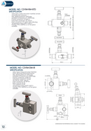 Manifold para instrumentación de 2 vias doble bloqueo y purga Comfit, montaje remoto, 1/2"NPTM x 1/2"NPTM x 1/4"NPTM 6000 PSI, 316SS,  C2VIM-RM-07D
