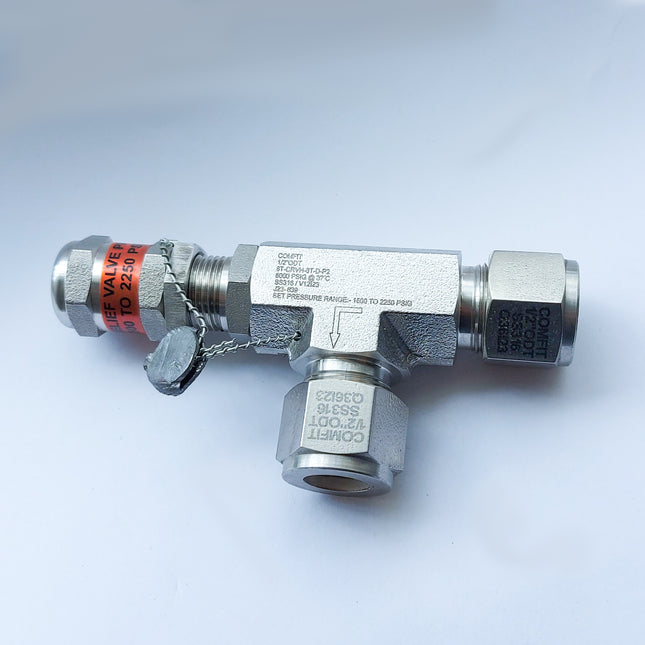 Válvula de alivio Comfit, 4000 -5000psi, 316SS, Conexión tubing