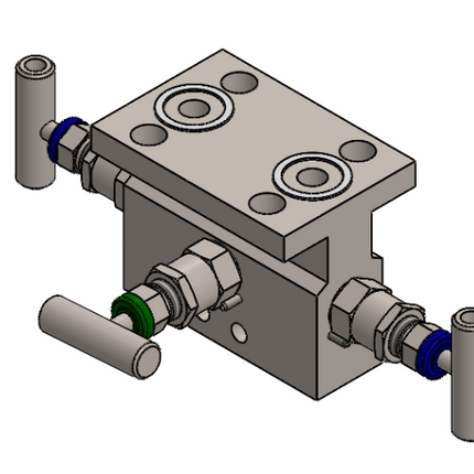 Manifold para instrumentacion de 3 vias Comfit, montaje directo, 1/4"NPTF x Flanged 6000 PSI, 316SS, C3VIM-DM-02-I4