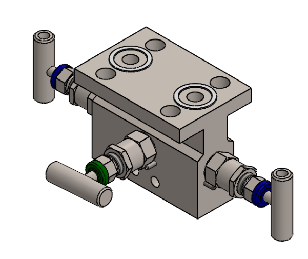 Manifold para instrumentacion de 3 vias Comfit, montaje directo, 1/4"NPTF x Flanged 6000 PSI, 316SS, C3VIM-DM-02-I4