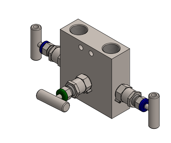 Manifold para instrumentación de 3 vias Comfit, montaje remoto, 1/4"FNPT x 1/2"FNPT  6000 PSI, 316SS, C3VIM-RM-01-I4