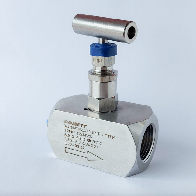 Válvula de aguja para instrumentación con conexión roscada hembra FNPT Comfit, 6000 psi, 316SS