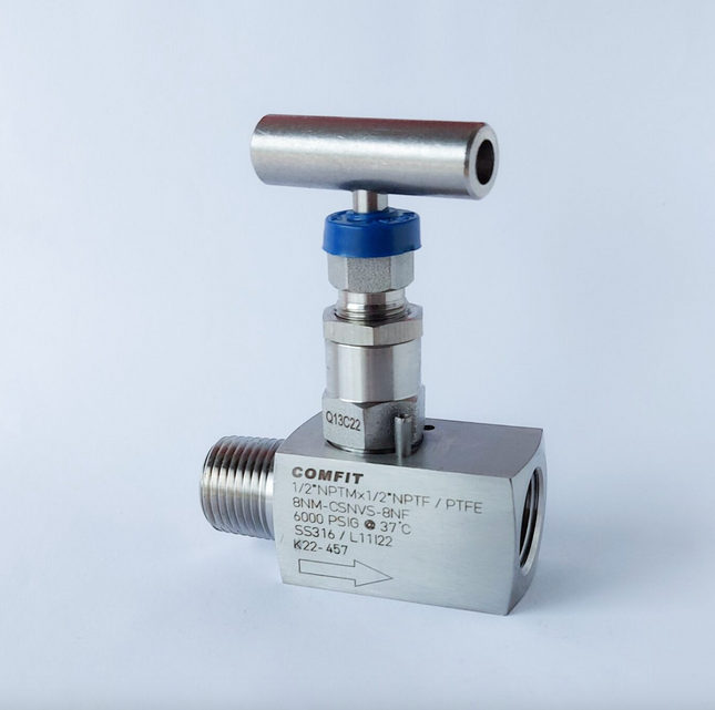 Válvula de aguja para instrumentación con conexión roscada macho ( Entrada ) x hembra ( salida ) NPT Comfit, 6000 psi, 316SS