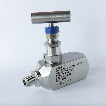 Válvula de aguja de bloqueo y purga ( Gauge valve ) 6000 psi Comfit, macho x hembra, 316SS, empaque grafoil