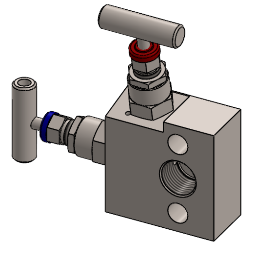 Manifold para instrumentación de 2 vias Comfit, montaje directo, 1/2"NPTF x Flanged x 1/4"NPTF 6000 PSI, 316SS, C2VIM-DM-01