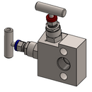 Manifold para instrumentación de 2 vias Comfit, montaje directo, 1/2"NPTF x Flanged x 1/4"NPTF 6000 PSI, 316SS, C2VIM-DM-01