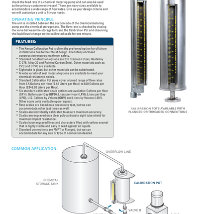 Columna de calibración Kenco, 1" FNPT, GPH 20 / GDP 480