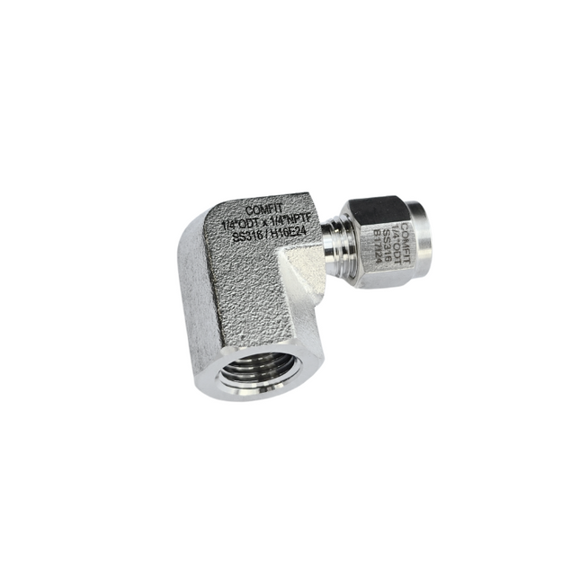 Conector Codo hembra para tubing Comfit, 316SS