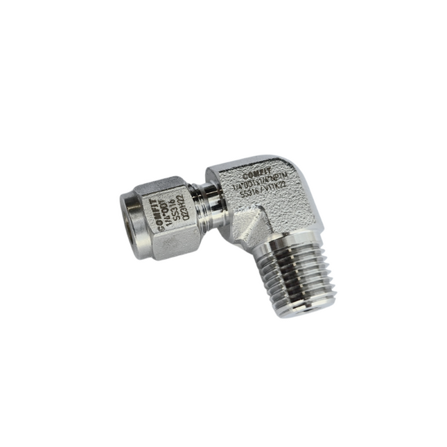 Conector Codo macho para tubing Comfit, 316SS