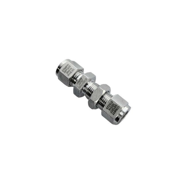 Unión para tubing tipo OD x OD Comfit, tipo pasamuro, 316SS