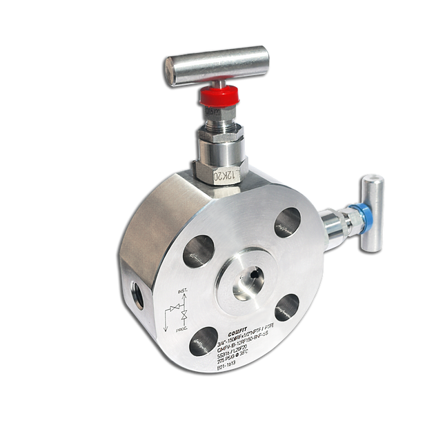 Monobrida de bloqueo y purga para instrumentación Comfit, RF, Conexión a instrumento 3/8"FNPT, 316SS