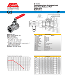 Valvula de bola MA Stewart, Acero Inoxidable modelo G-1 para 1000 psi